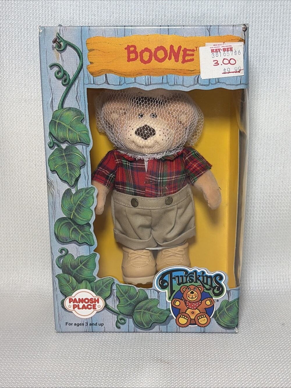 New in Box Vintage 1986 Furskins 5-inch Teddy Bear Toy Boone Beekeeper